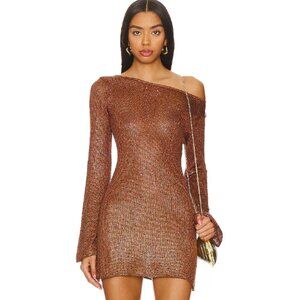Asta Resort Maya Sleeve Mini Dress in Chocolate Sequin (Sz S)